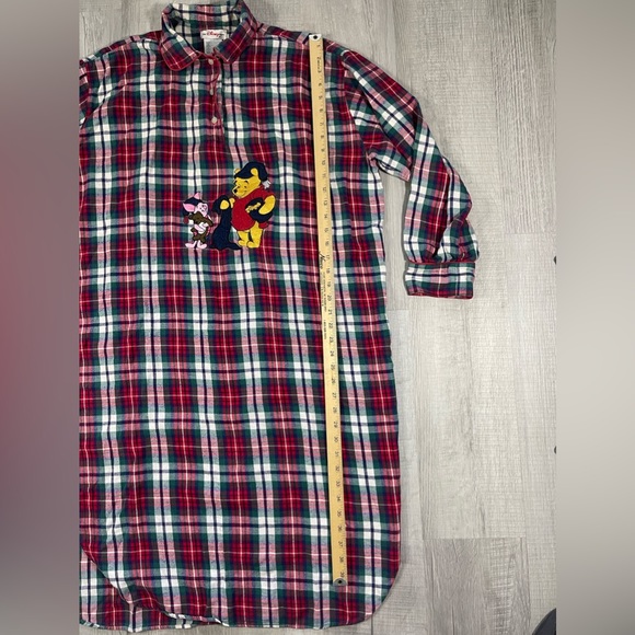 Vintage Disney Winnie The Pooh Pajama 1/4 Button Shirt Womens One Size Check - Picture 6 of 9